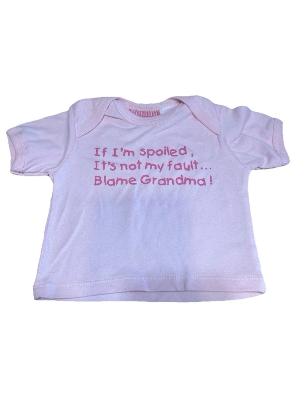 Ellemenno Baby Girls 6-9M Pink Blame Grandma Spoiled Graphic T-Shirt Cotton